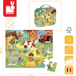 Puzzle w walizce Dzień na farmie 24 elementy 3+
