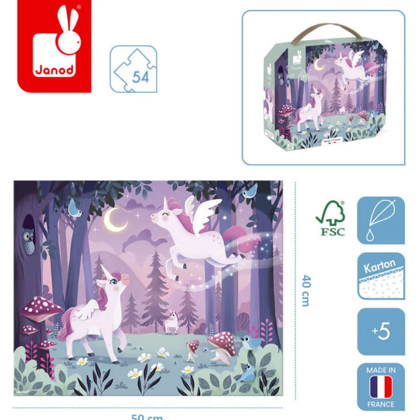 Puzzle w walizce Jednorożce 54 elementy 5+