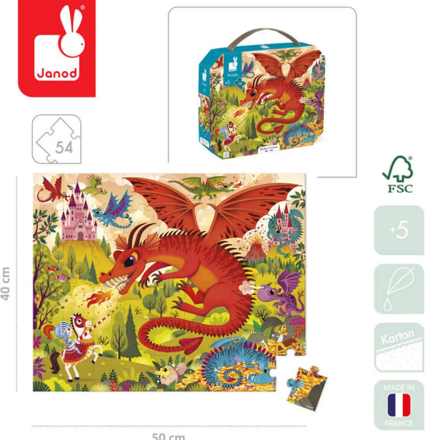 Puzzle w walizce Królestwo smoków 54 elementy 5+