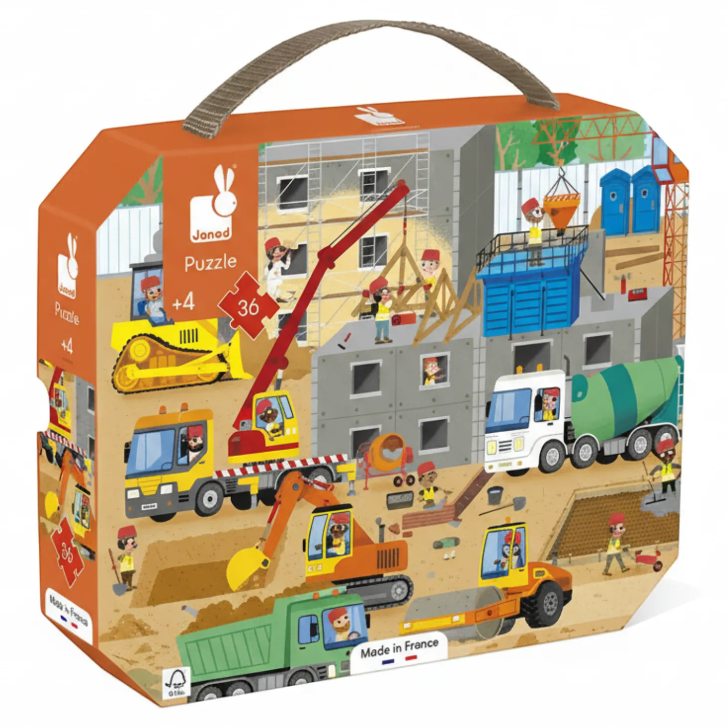Puzzle w walizce Plac budowy 36 elementów 4+