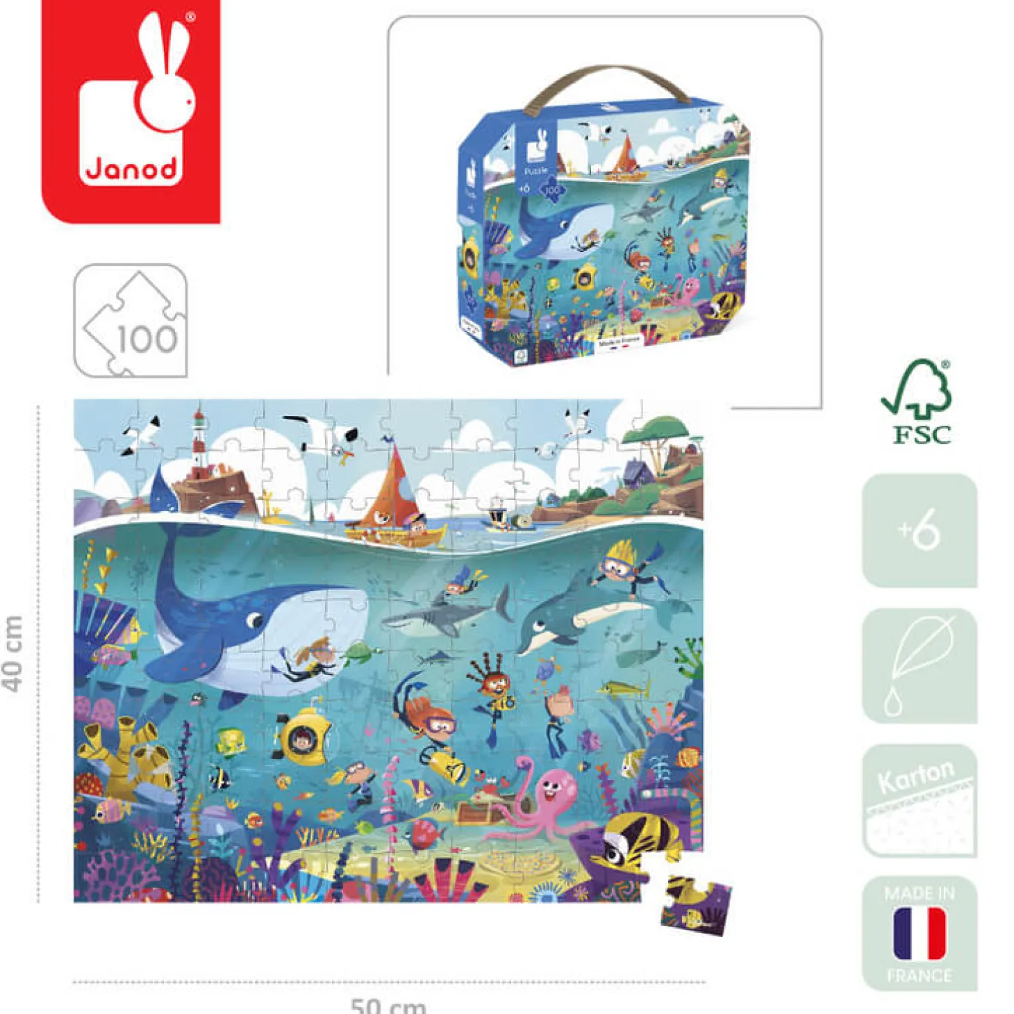 Puzzle w walizce Podwodny świat 100 elementów 6+