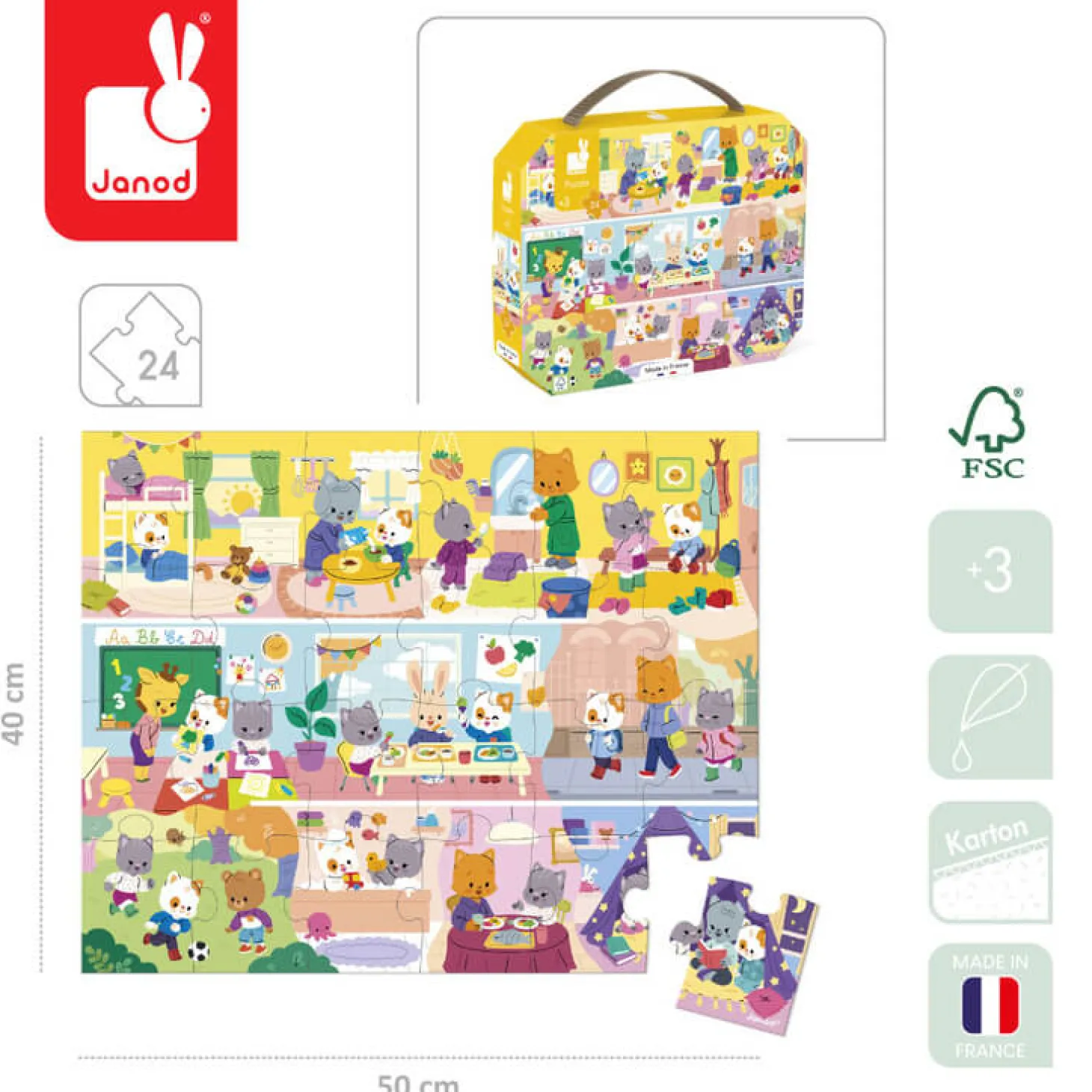 Puzzle w walizce Rytm dnia 24 elementy 3+