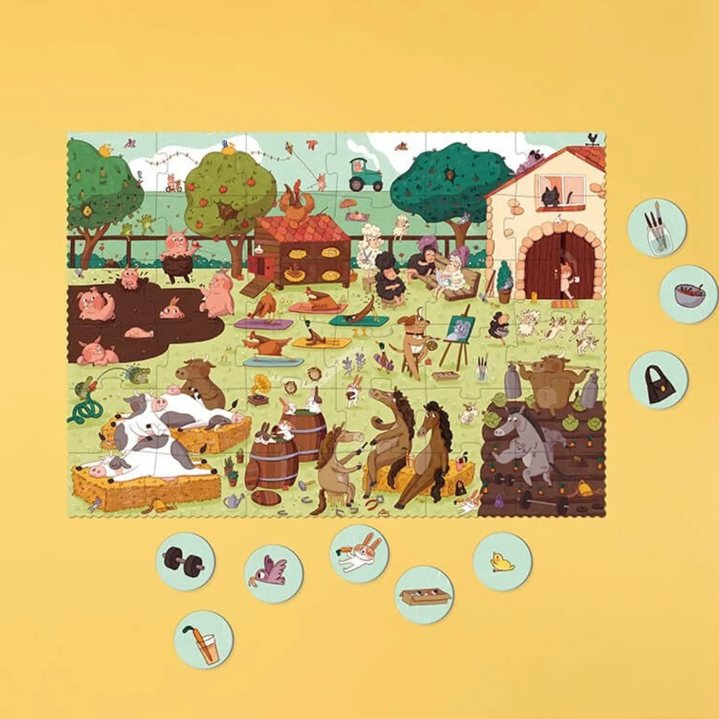 Puzzle z grą obserwacyjną Farmtastick