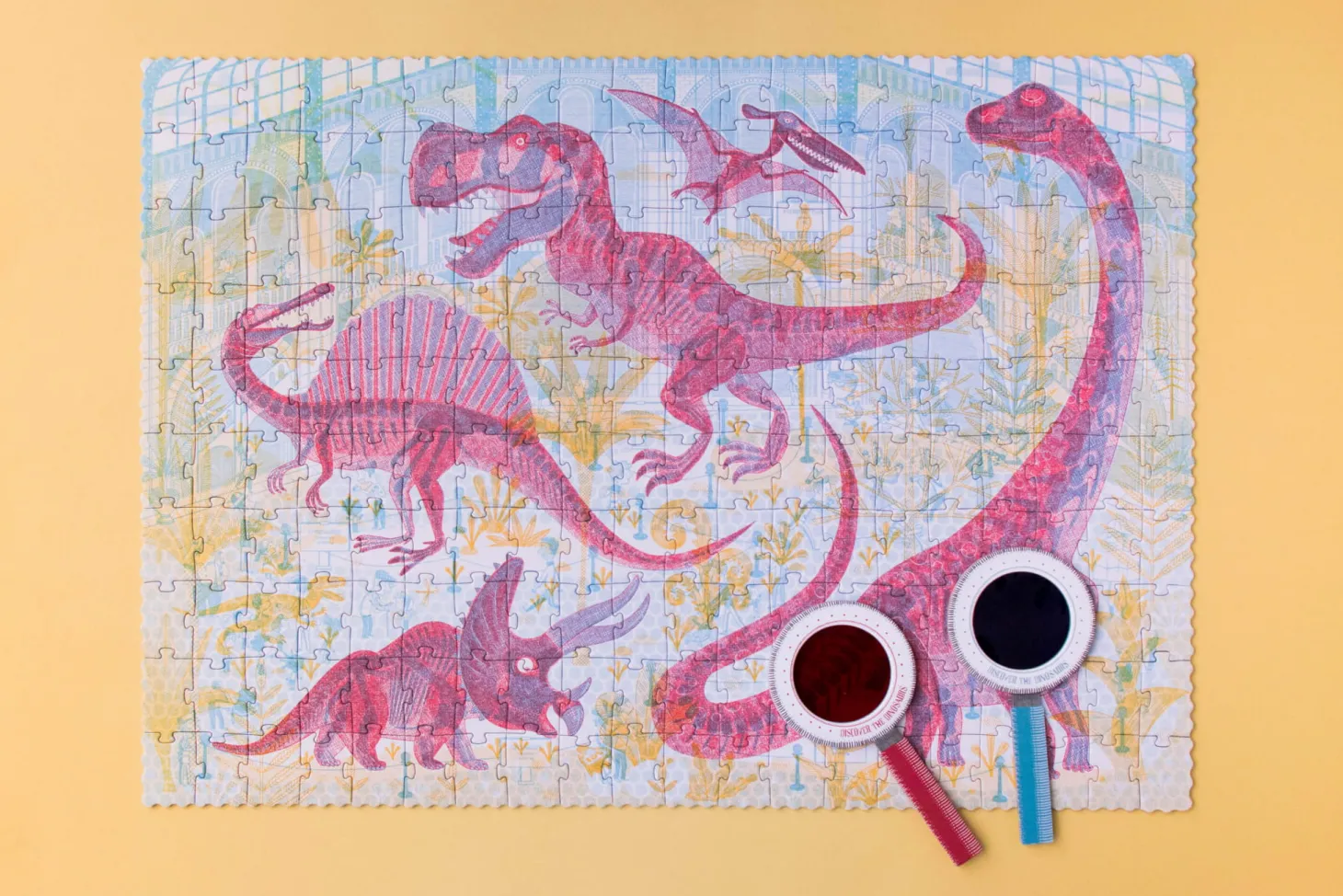 Puzzle z grą obserwacyjną Odkryj Dinozaury