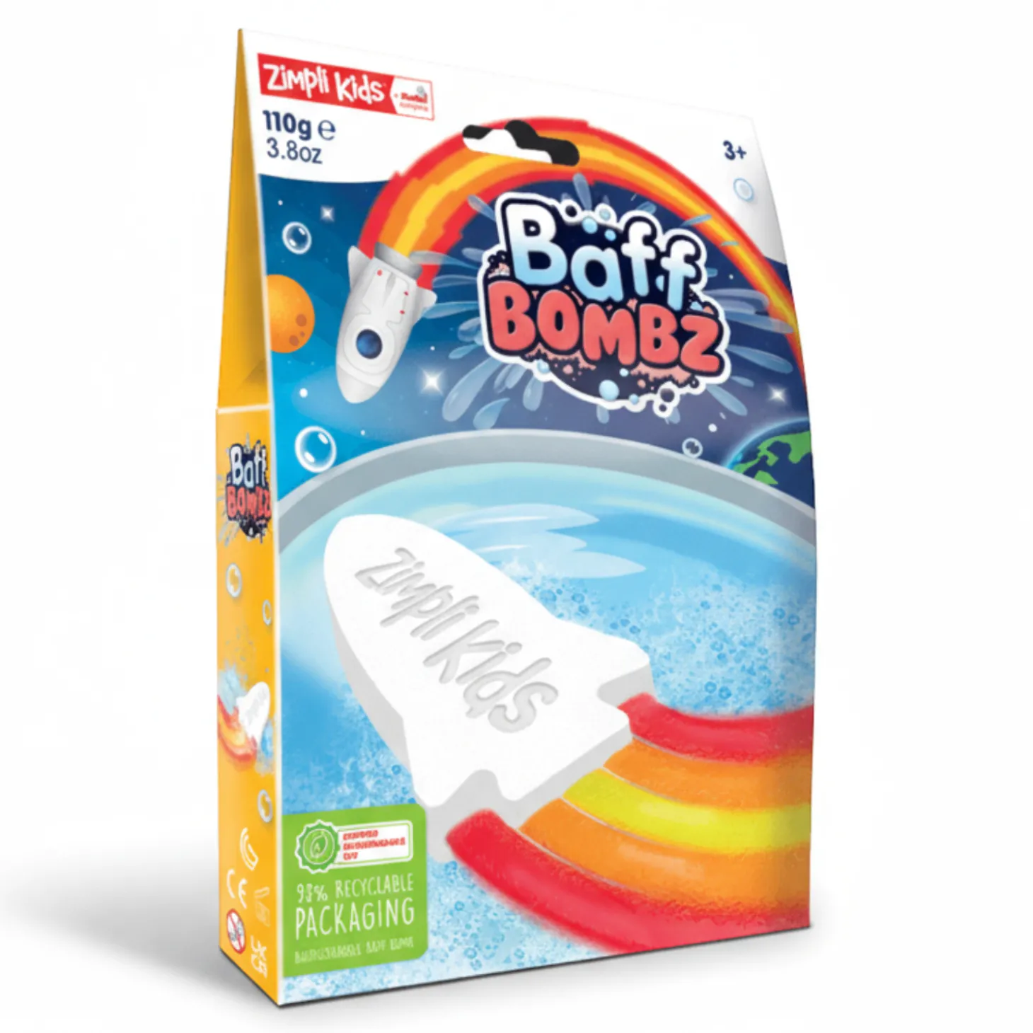 Rakieta do kąpieli zmieniająca kolor wody - Rainbow Baff Bombz, 110 g