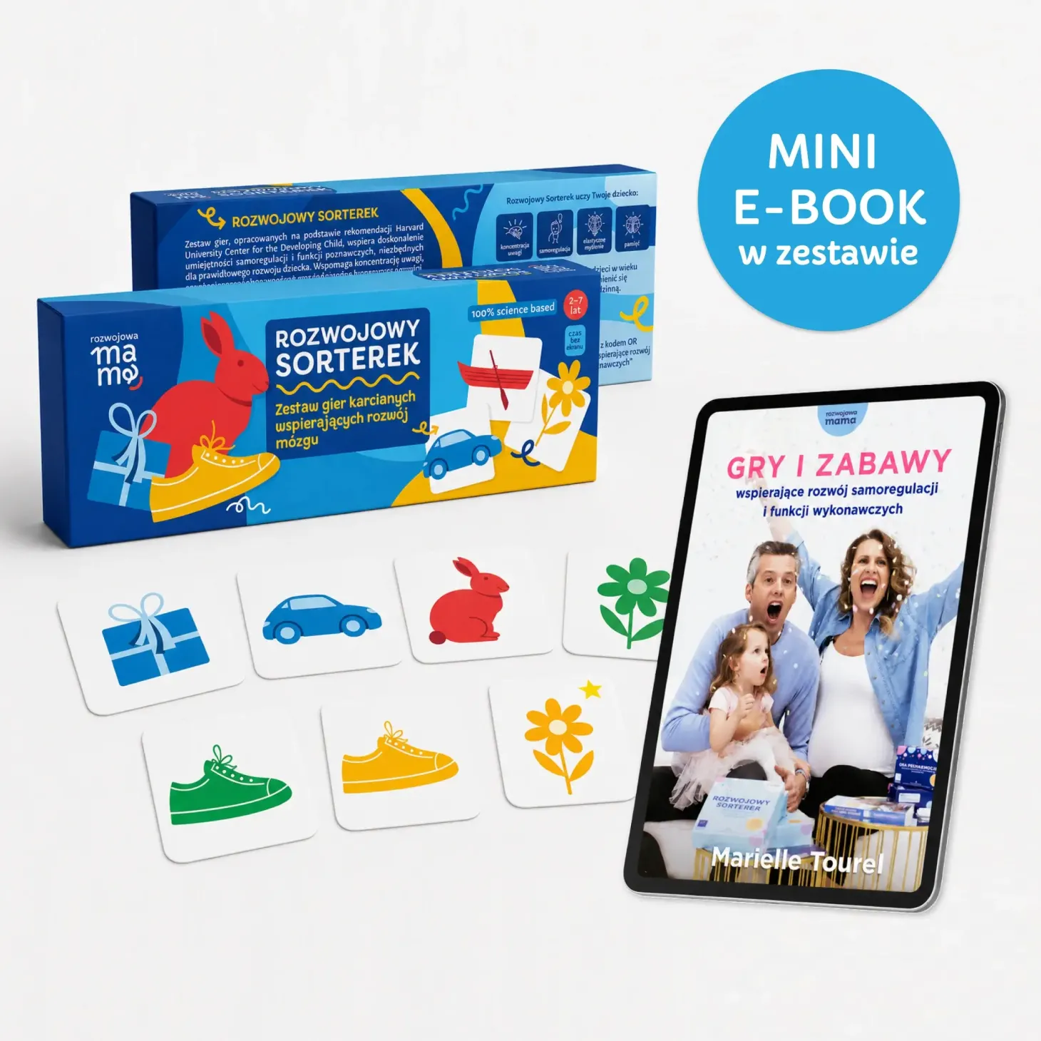 Rozwojowy sorterek - zestaw gier karcianych + mini e-book 2+