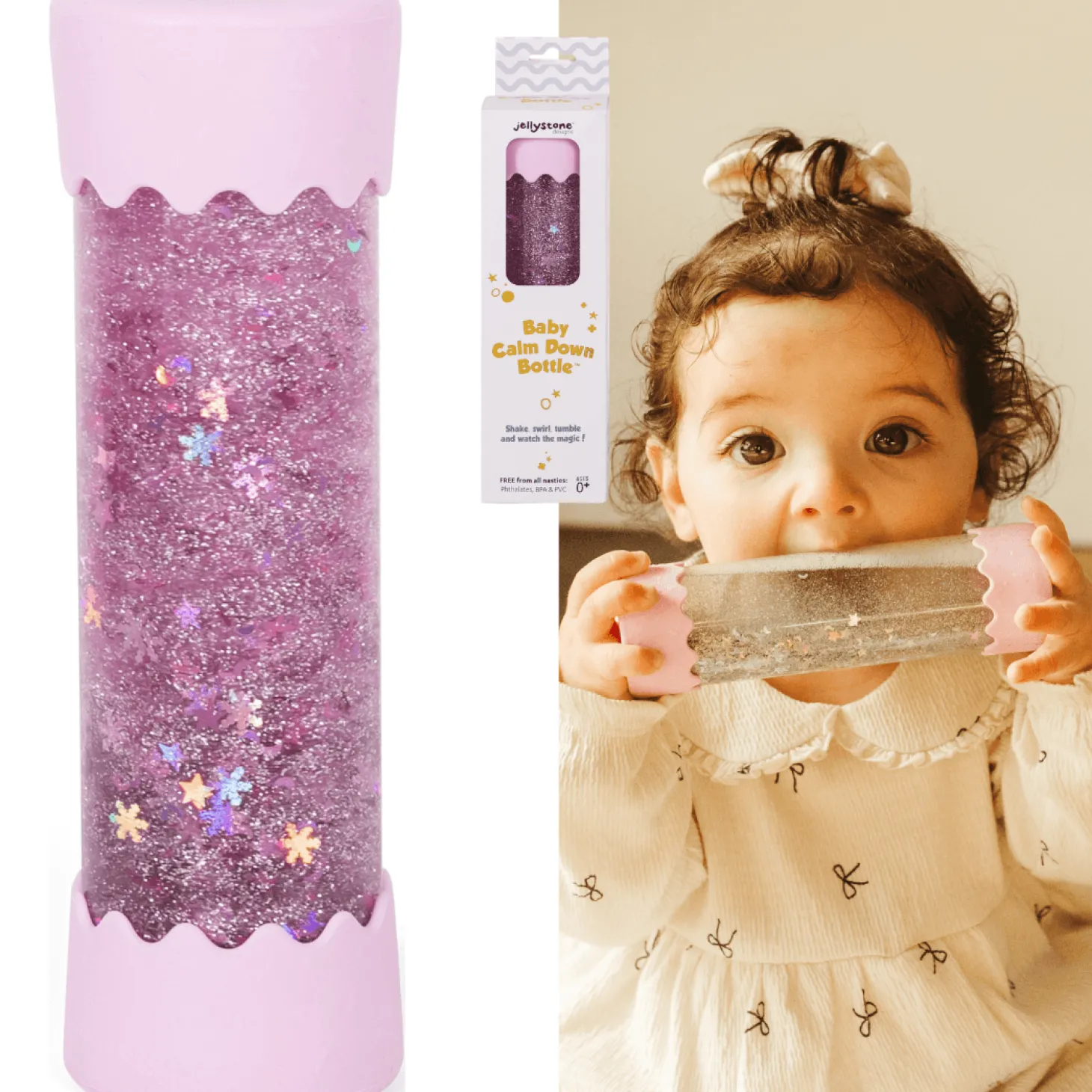 Sensoryczna butelka dla niemowląt SOFT PINK