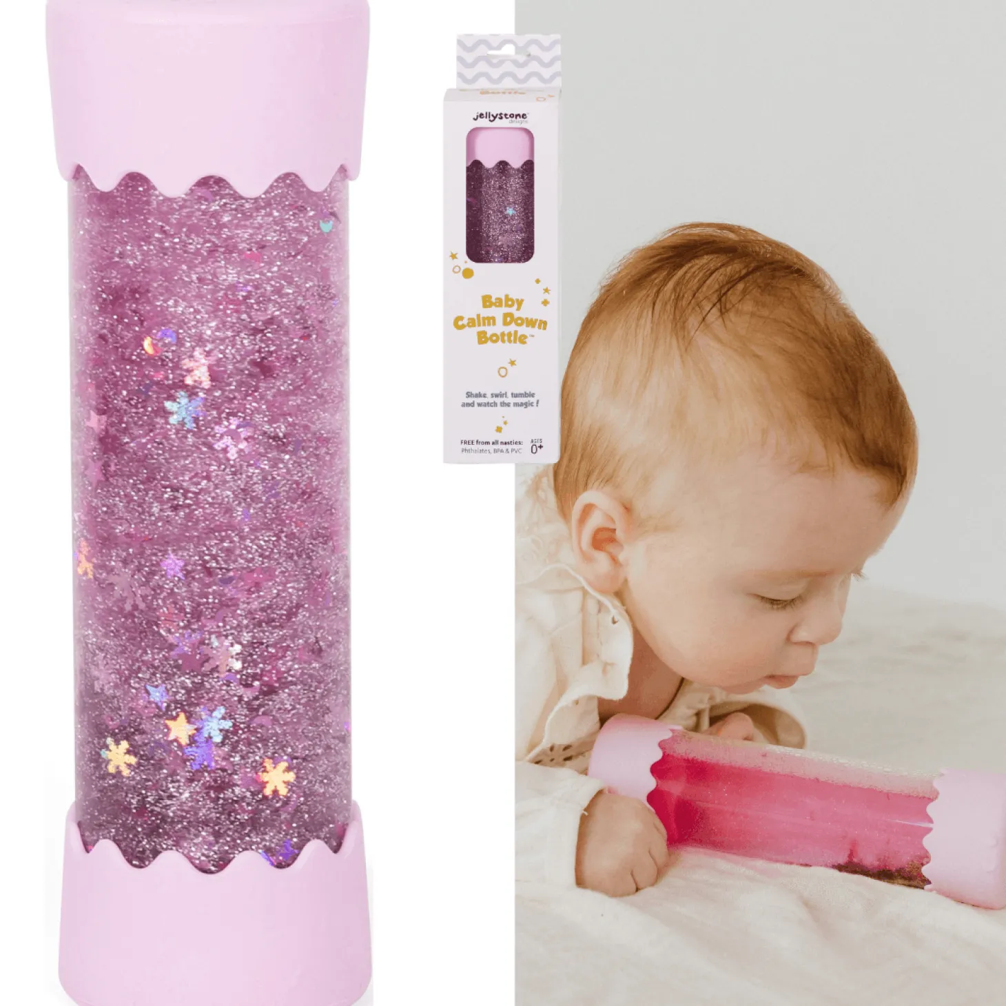 Sensoryczna butelka dla niemowląt SOFT PINK