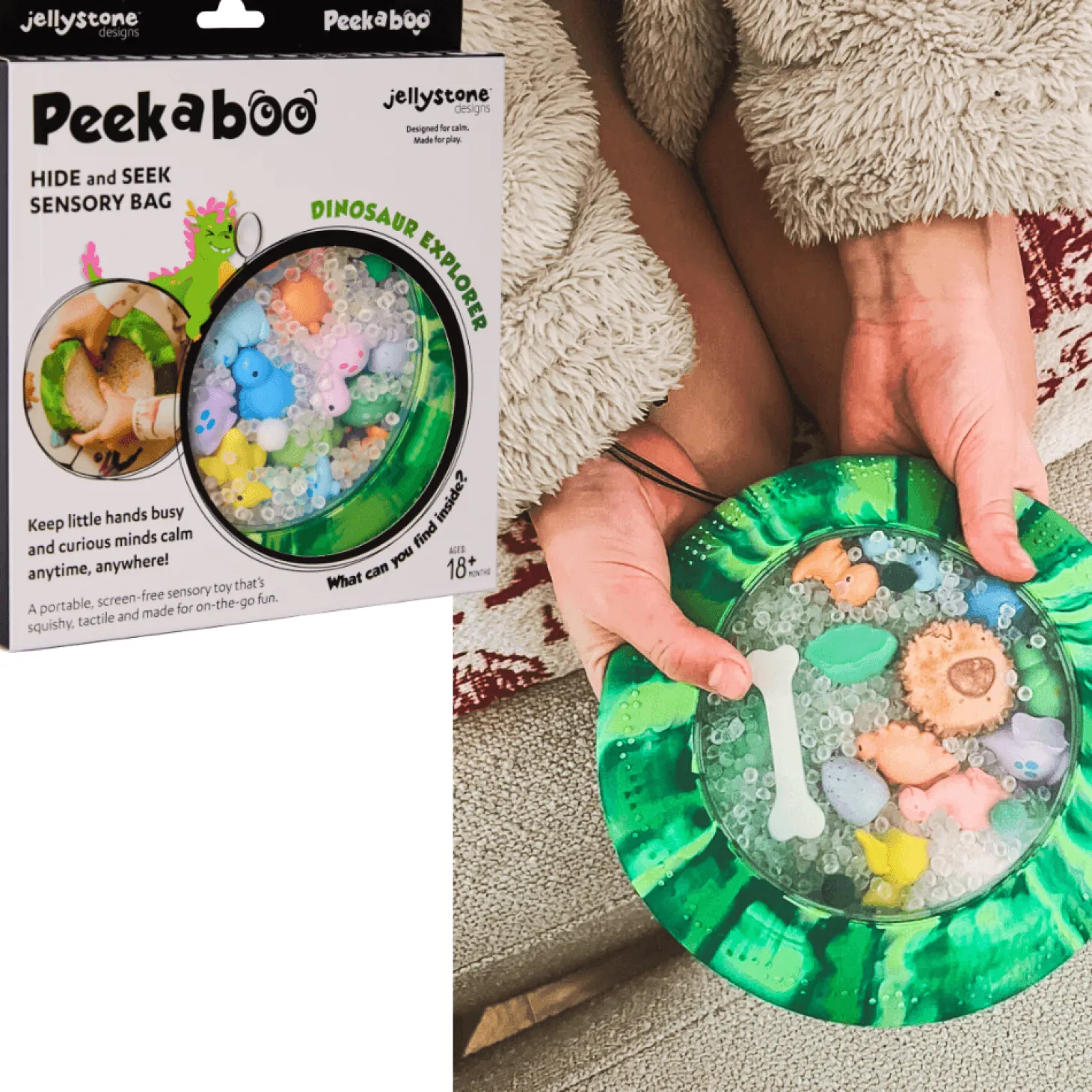 Sensoryczny dysk z figurkami A-Ku-Ku! Peekaboo - Dinozaur