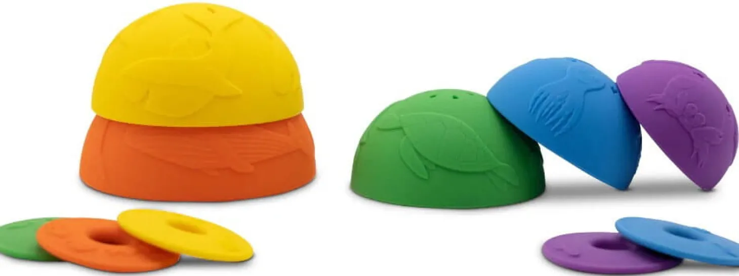 Silikonowe kubeczki, miseczki do układania i do wody z tonącymi dyskami Cups Rainbow