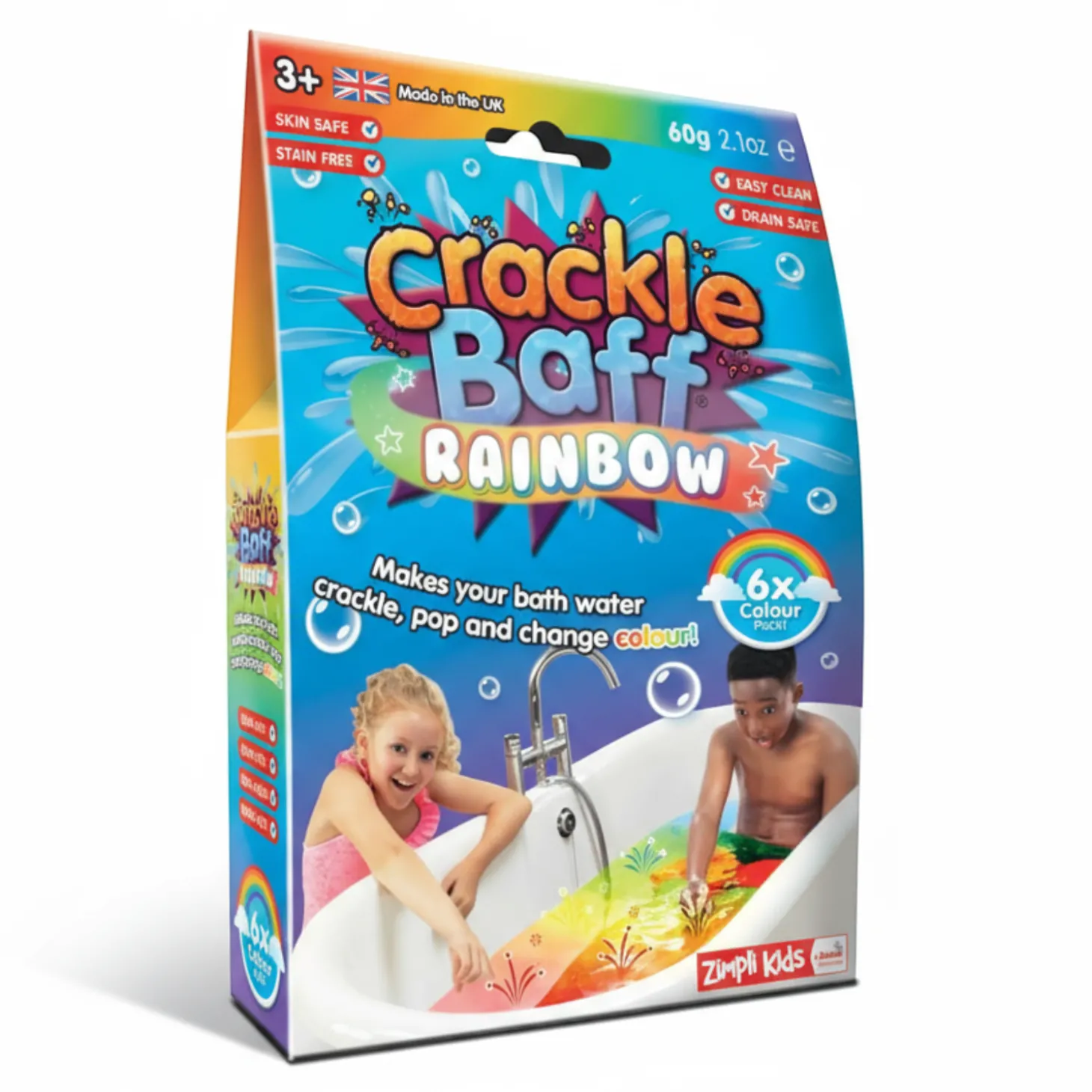 Strzelający proszek do kąpieli Crackle Baff Colours 6 użyć 6 kolorów 3+