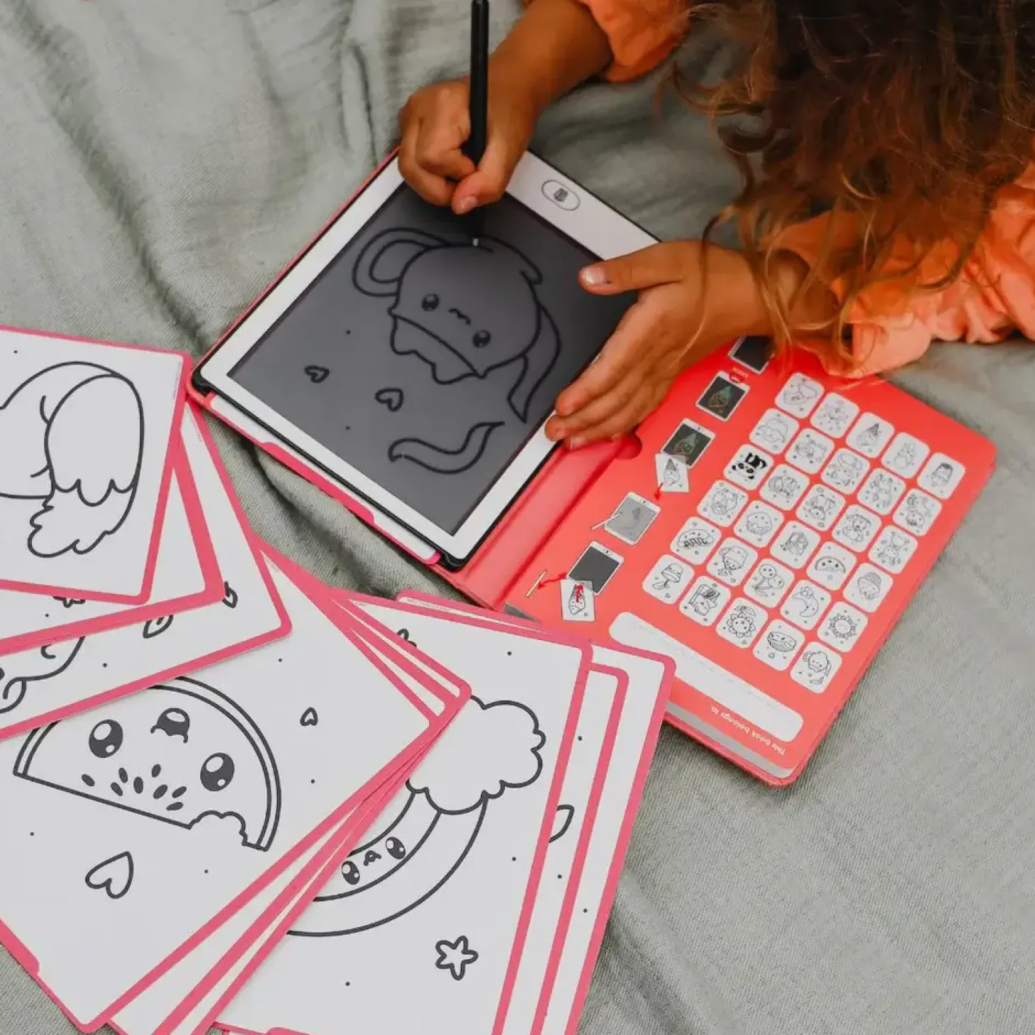 Tablet graficzny z szablonami do rysowania KIDYDRAW-MINI - kawai