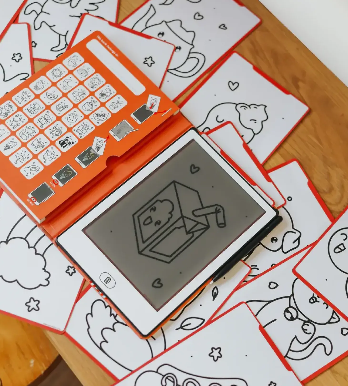 Tablet graficzny z szablonami do rysowania KIDYDRAW-MINI - kawai