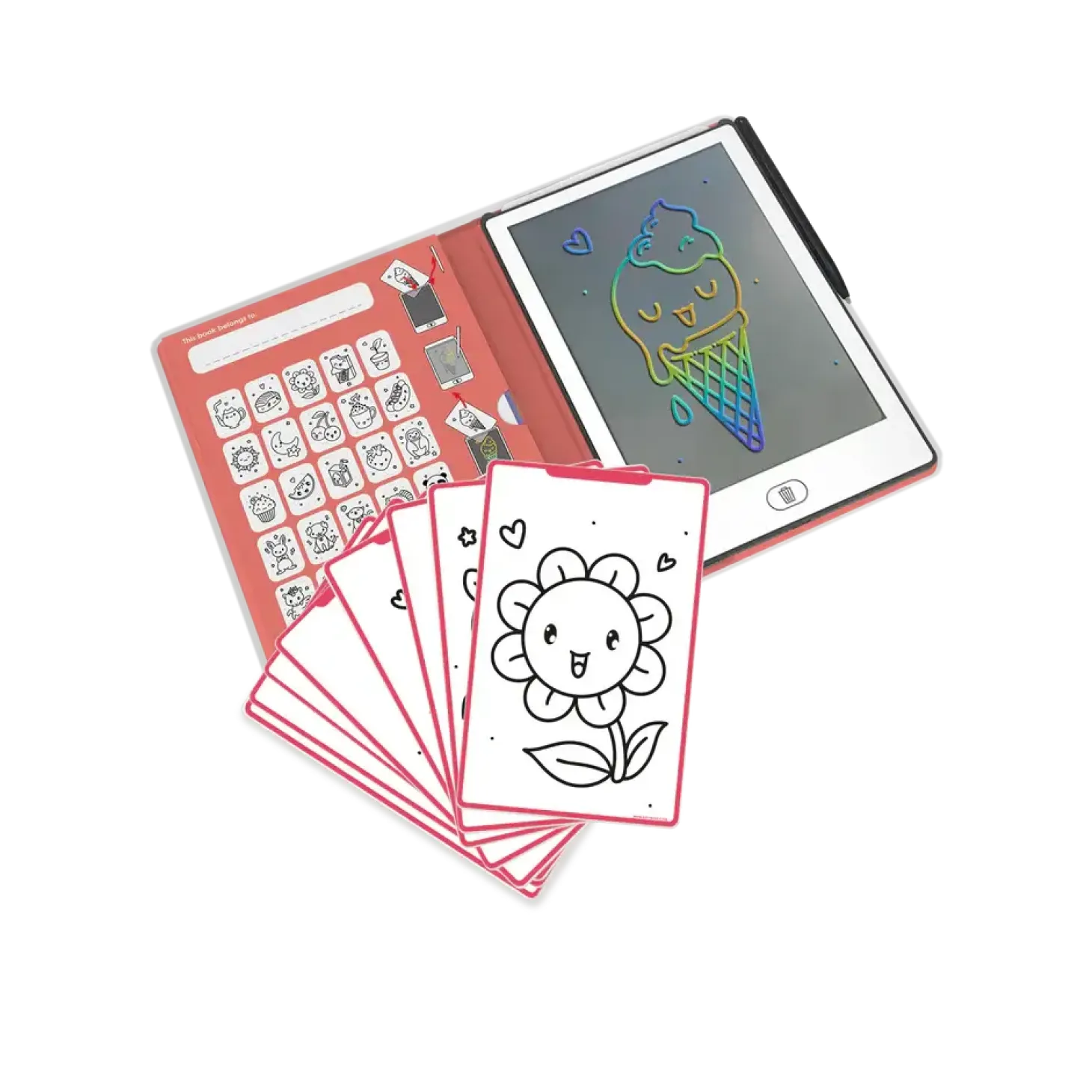 Tablet graficzny z szablonami do rysowania KIDYDRAW-MINI - kawai