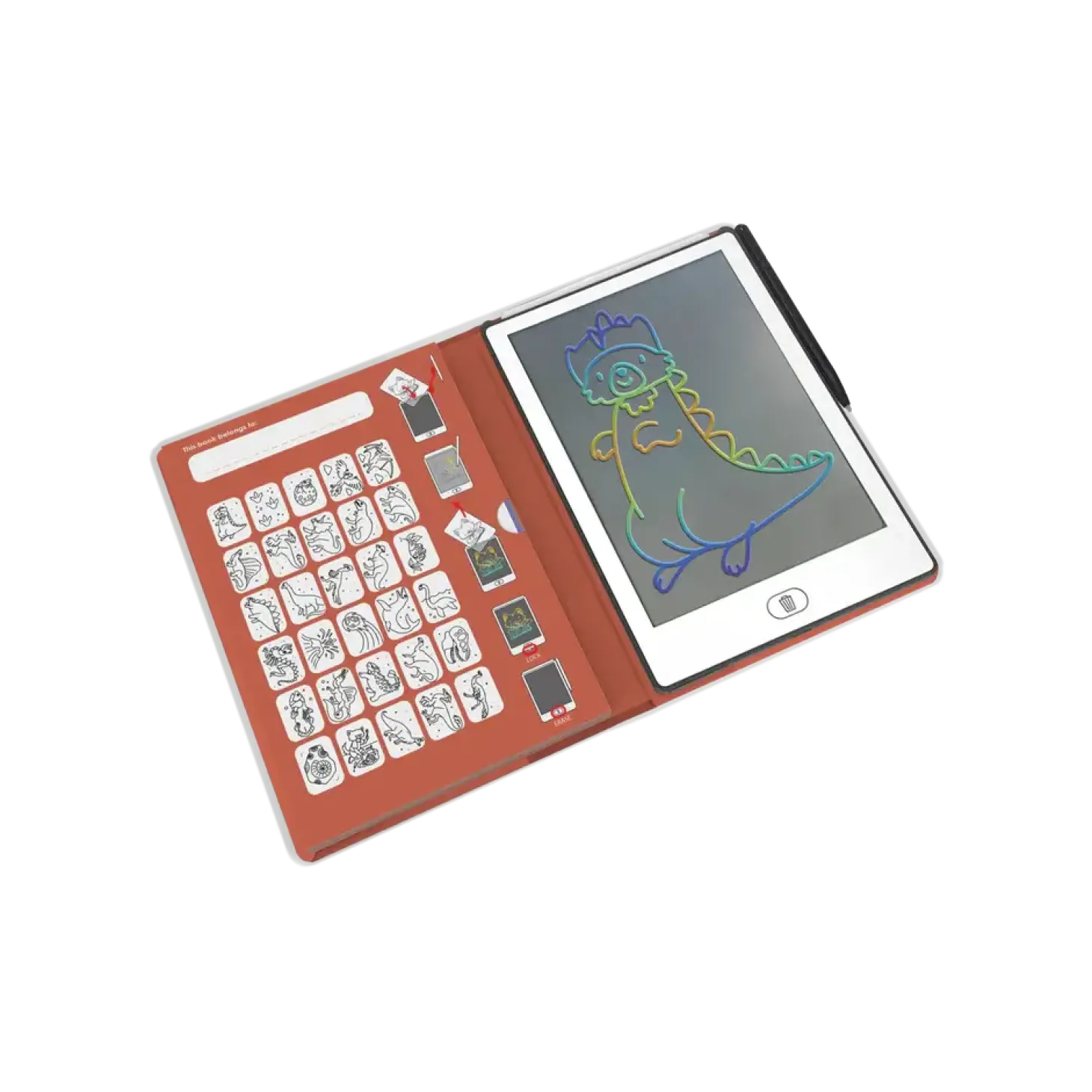 Tablet graficzny z szablonami do rysowania KIDYDRAW-MINI - dinozaury