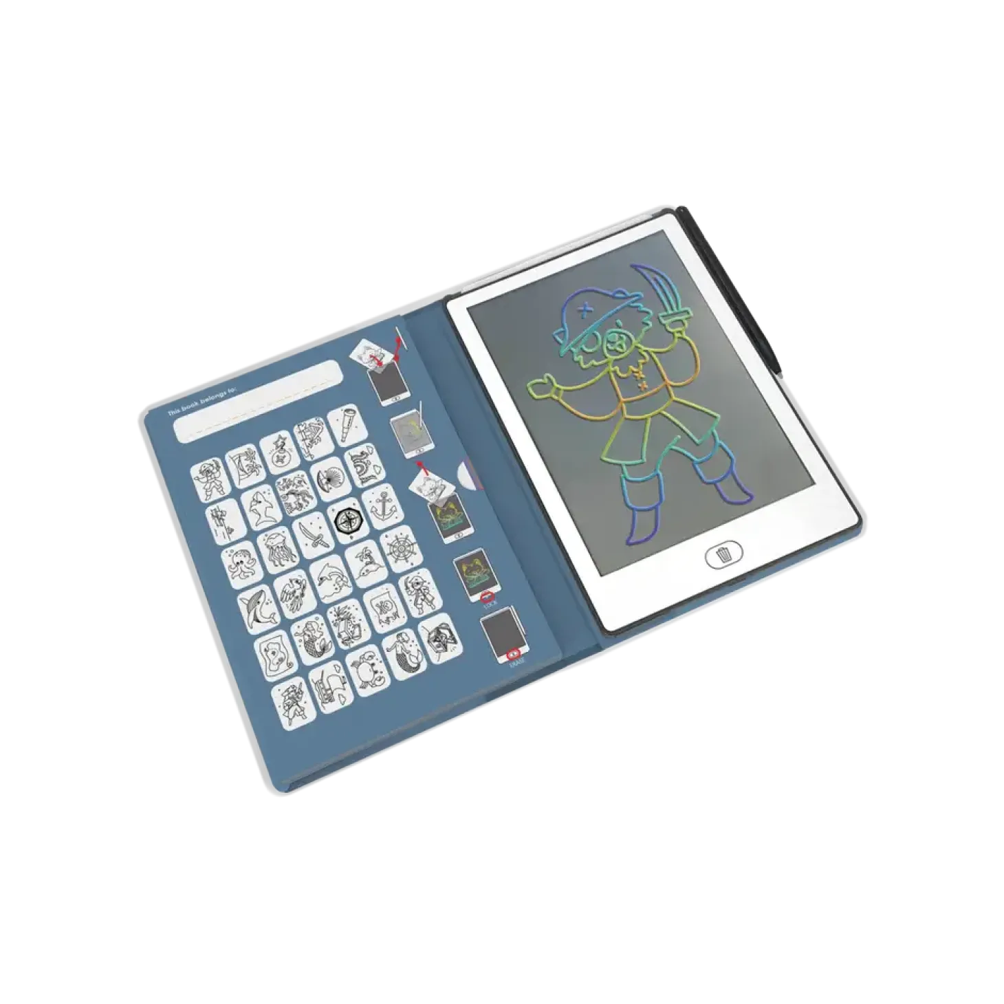 Tablet graficzny z szablonami do rysowania KIDYDRAW-MINI - ocean i piraci