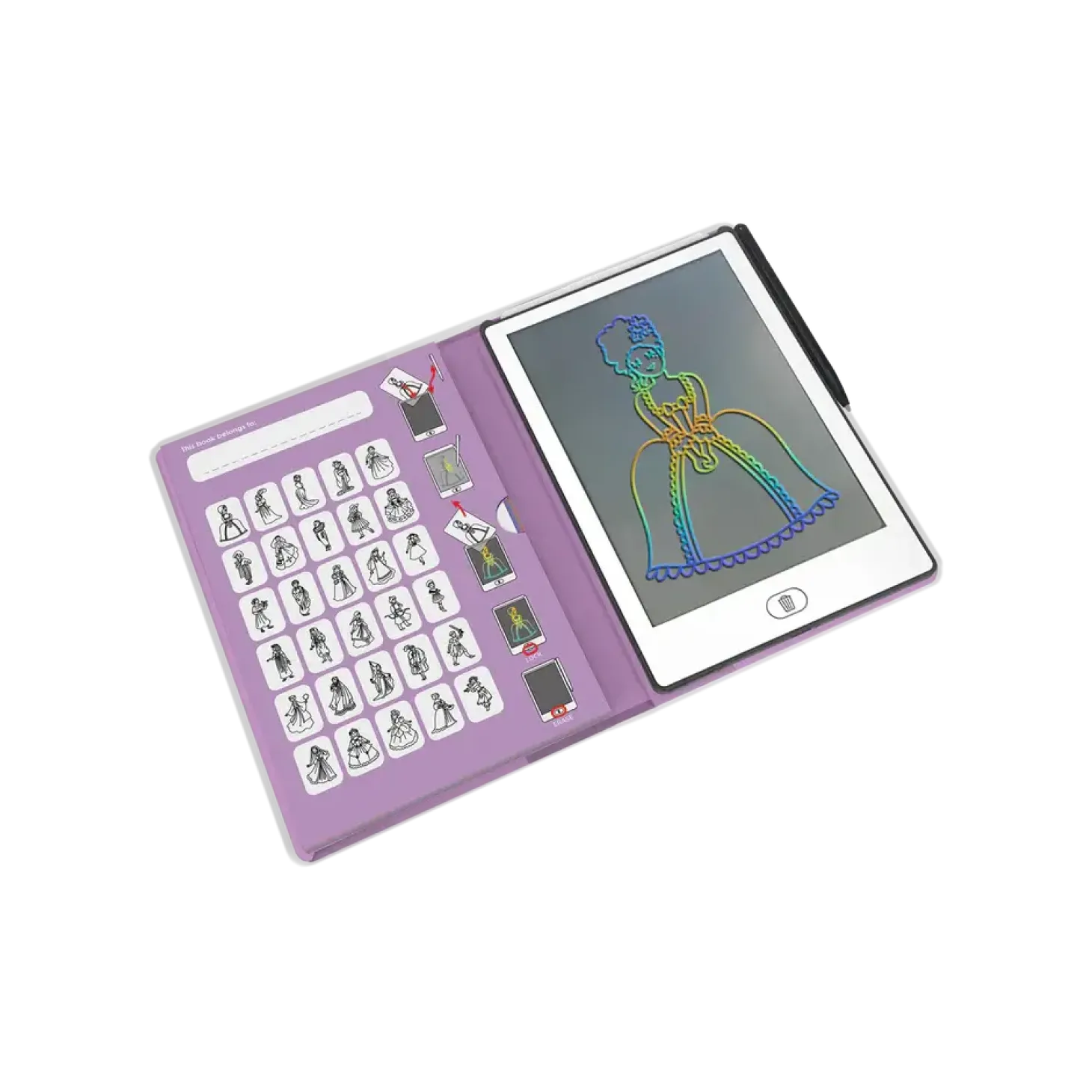 Tablet graficzny z szablonami do rysowania KIDYDRAW-MINI - princess