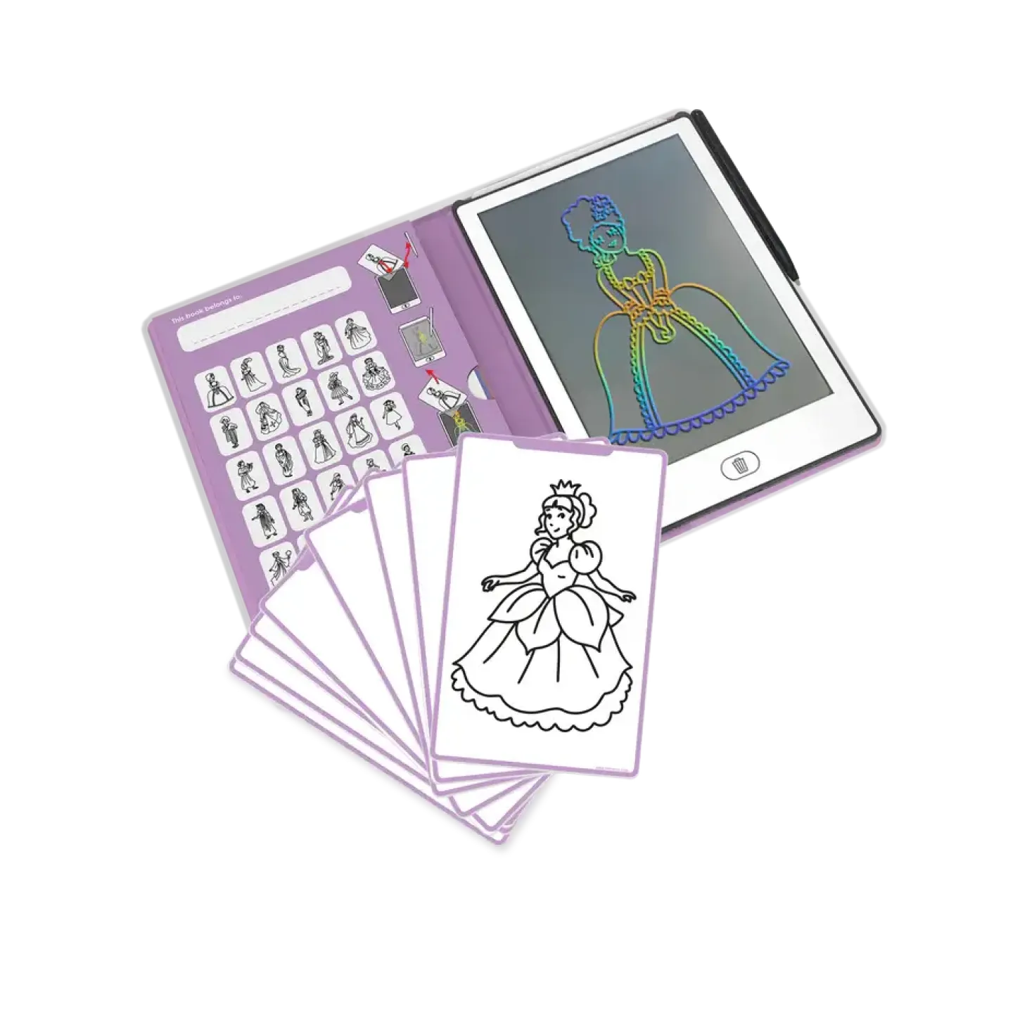 Tablet graficzny z szablonami do rysowania KIDYDRAW-MINI - princess