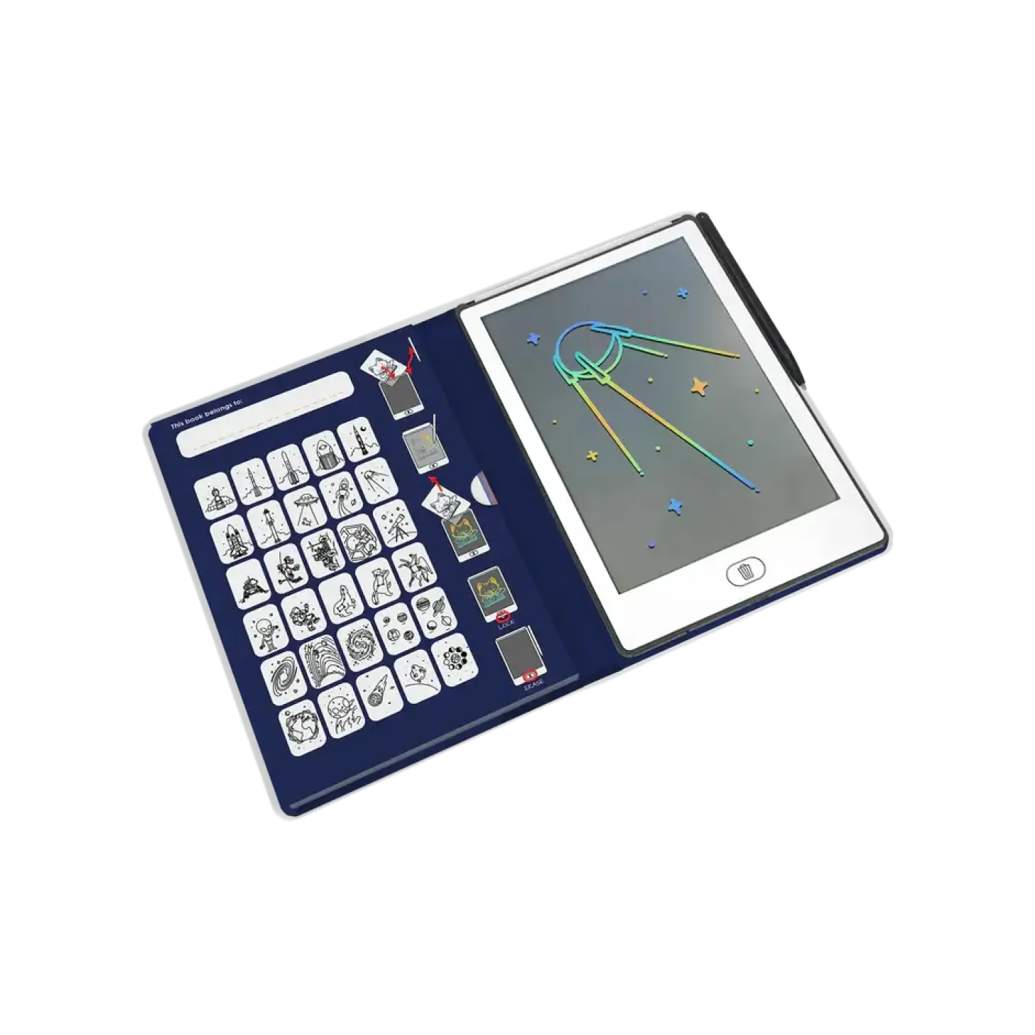 Tablet graficzny z szablonami do rysowania KIDYDRAW-MINI - galaktyka