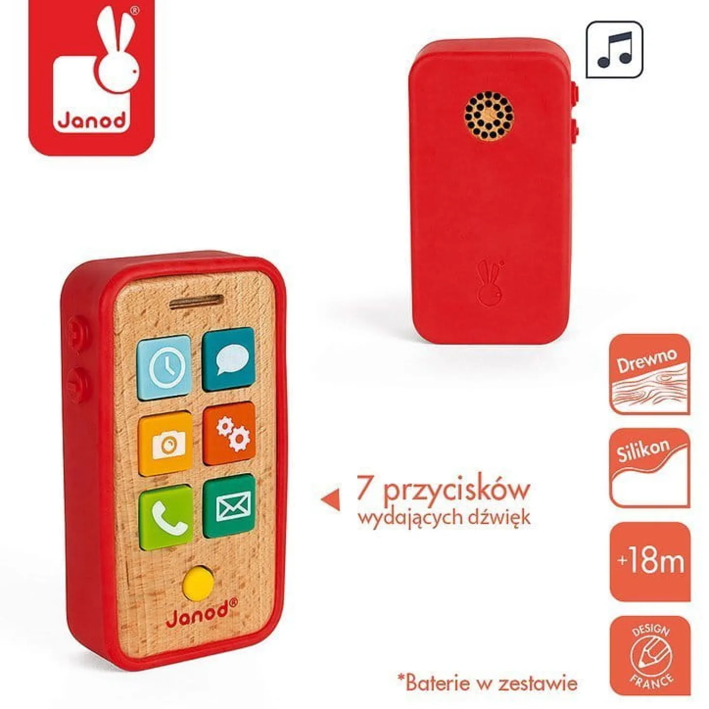 Telefon drewniany z dźwiękami