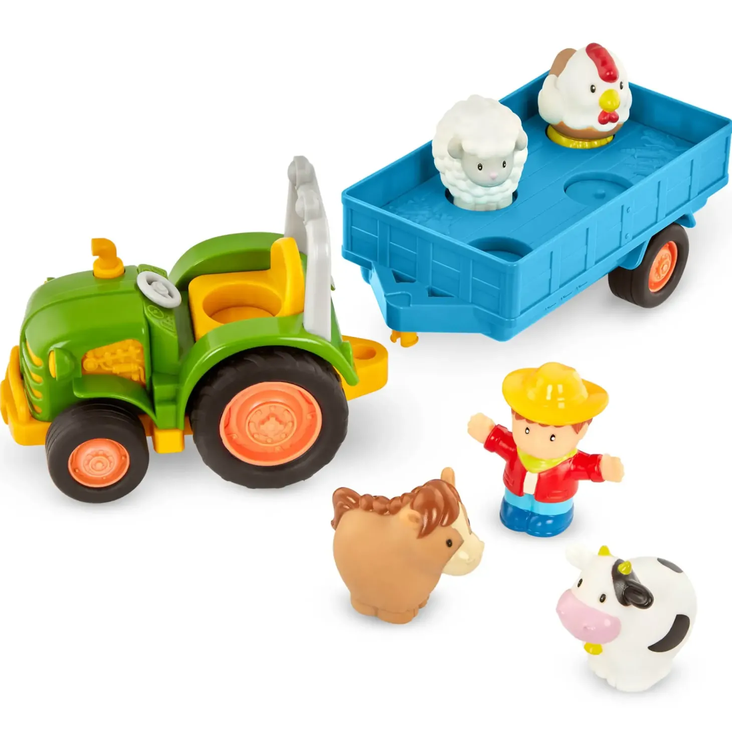 Traktor z przyczepą, rolnikiem i zwierzętami - Farming Fun Tractor