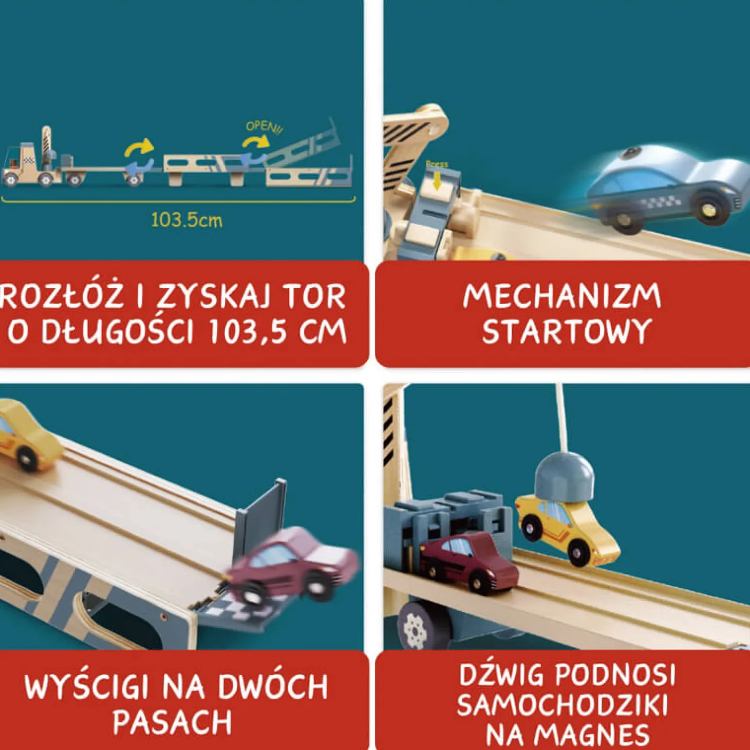 Transporter samochodów i tor wyścigowy 2w1, 36m+