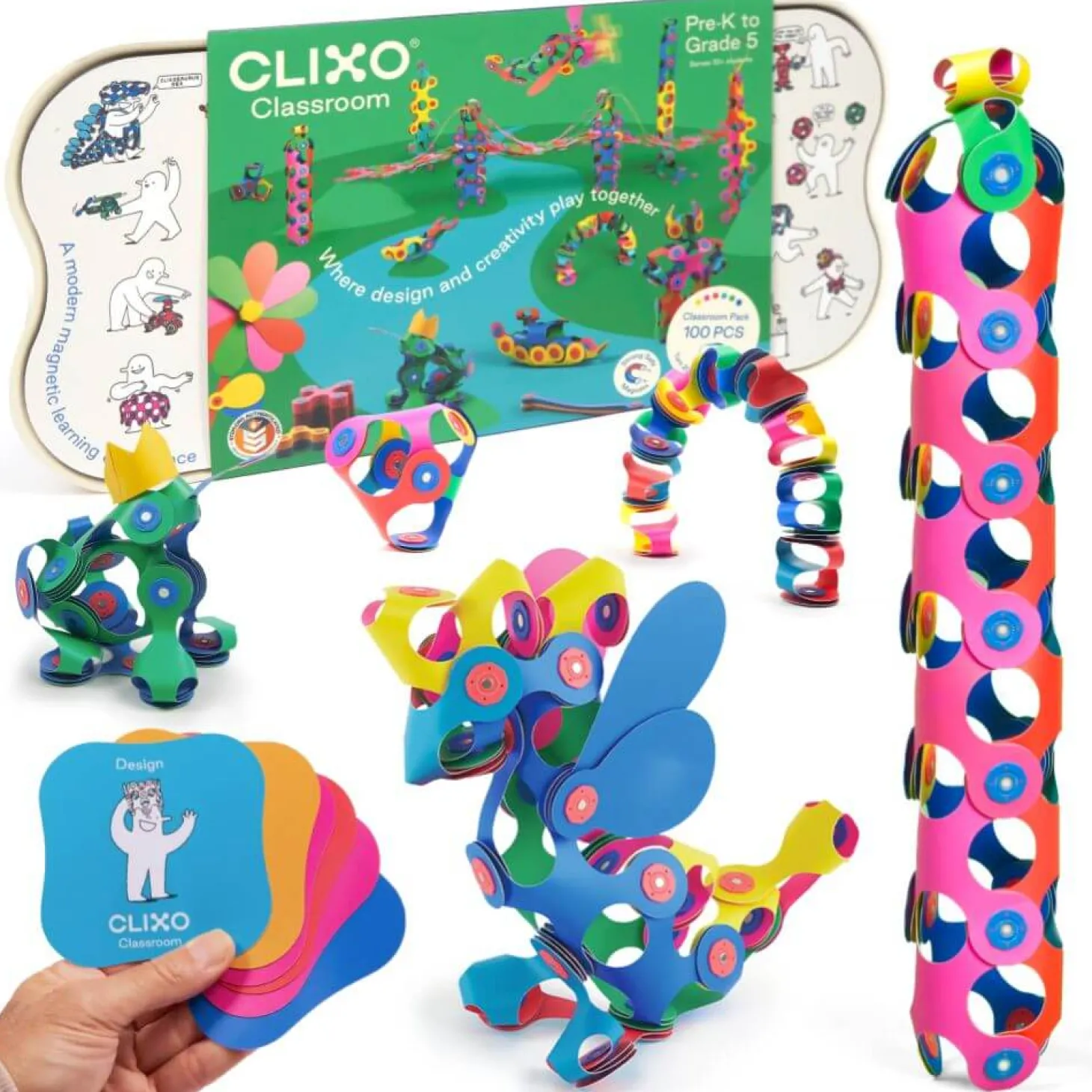 Układanka magnetyczna CLIXO Classroom Pack, 100 elementów