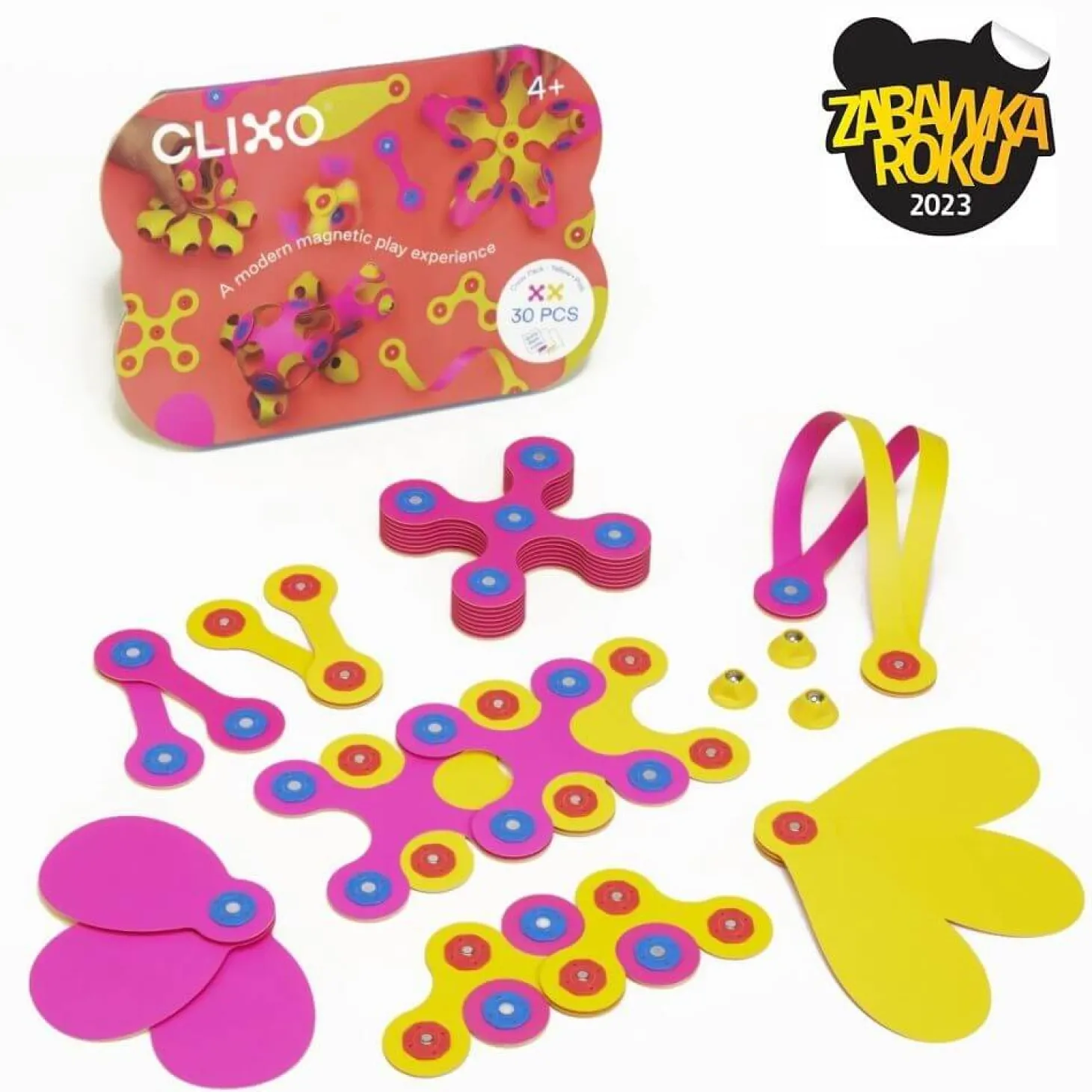 Układanka magnetyczna CLIXO Crew Pack, żółto-różowa