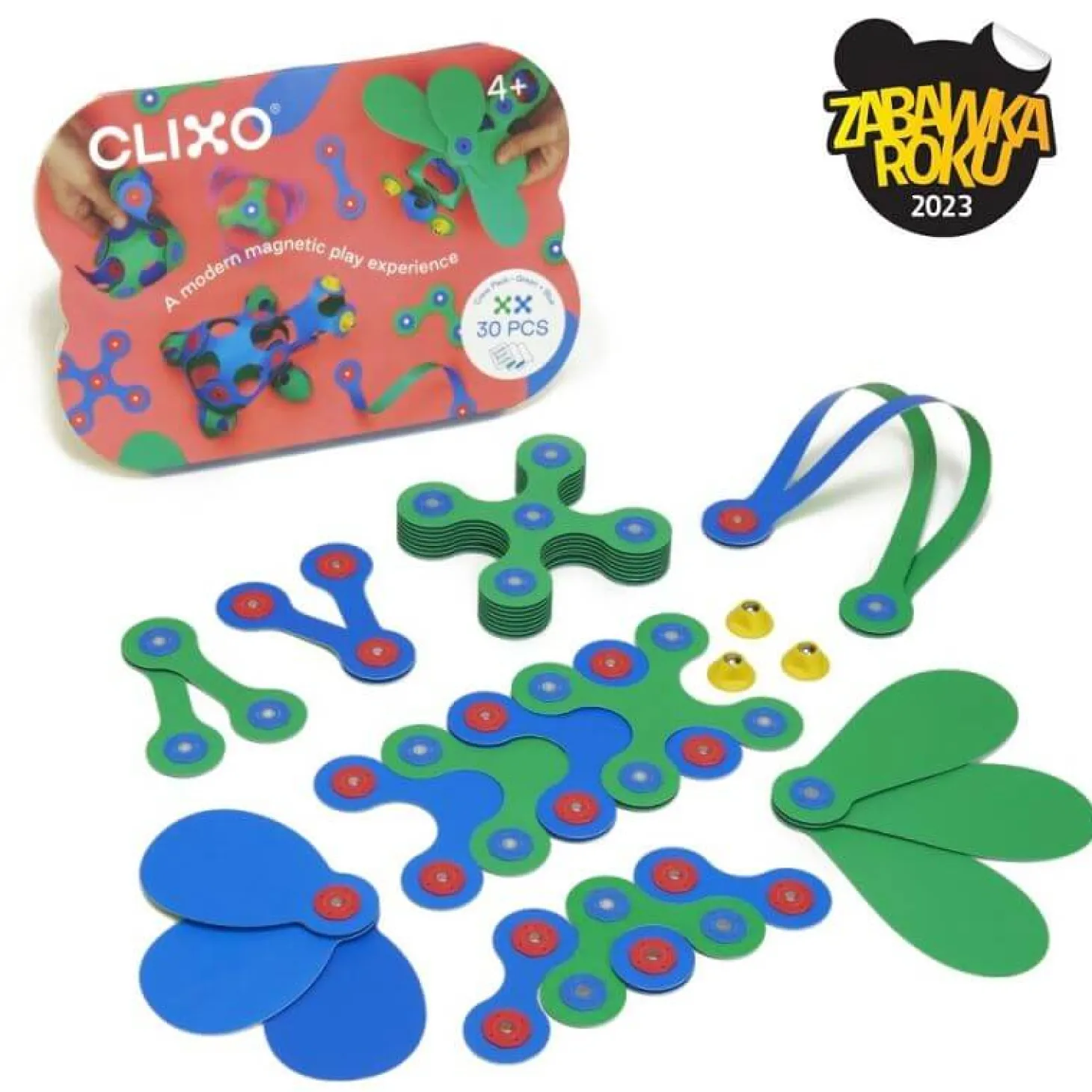 Układanka magnetyczna CLIXO Crew Pack, zielono-niebieska