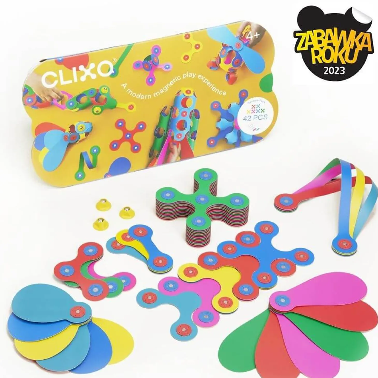 Układanka magnetyczna CLIXO Rainbow, 42 elementy