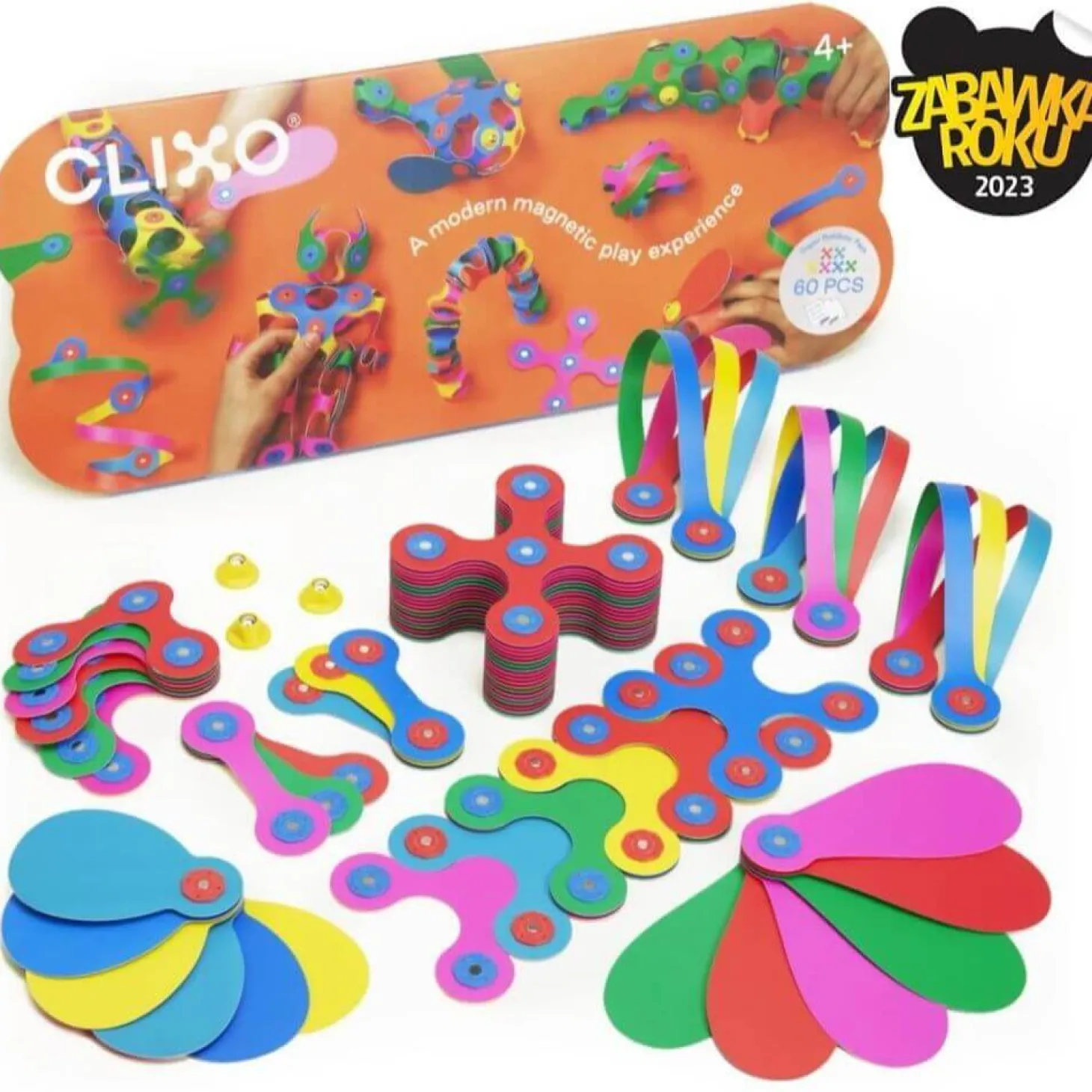 Układanka magnetyczna CLIXO Super Rainbow, 60 elementy