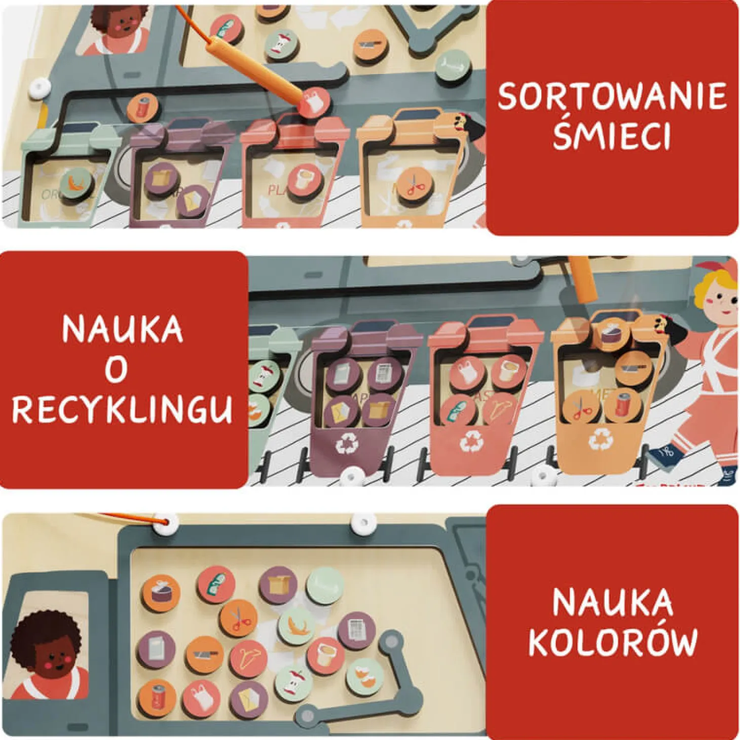 Układanka magnetyczna Segregowanie śmieci, 3+