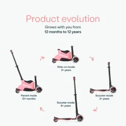 USZKODZONE OPAKOWANIE: Hulajnoga 4w1 Xtend Scooter + Ride-on, Salmon Pink