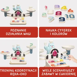 Waga szalkowa Montessori - Głodny Miś, zabawka edukacyjna, 3+