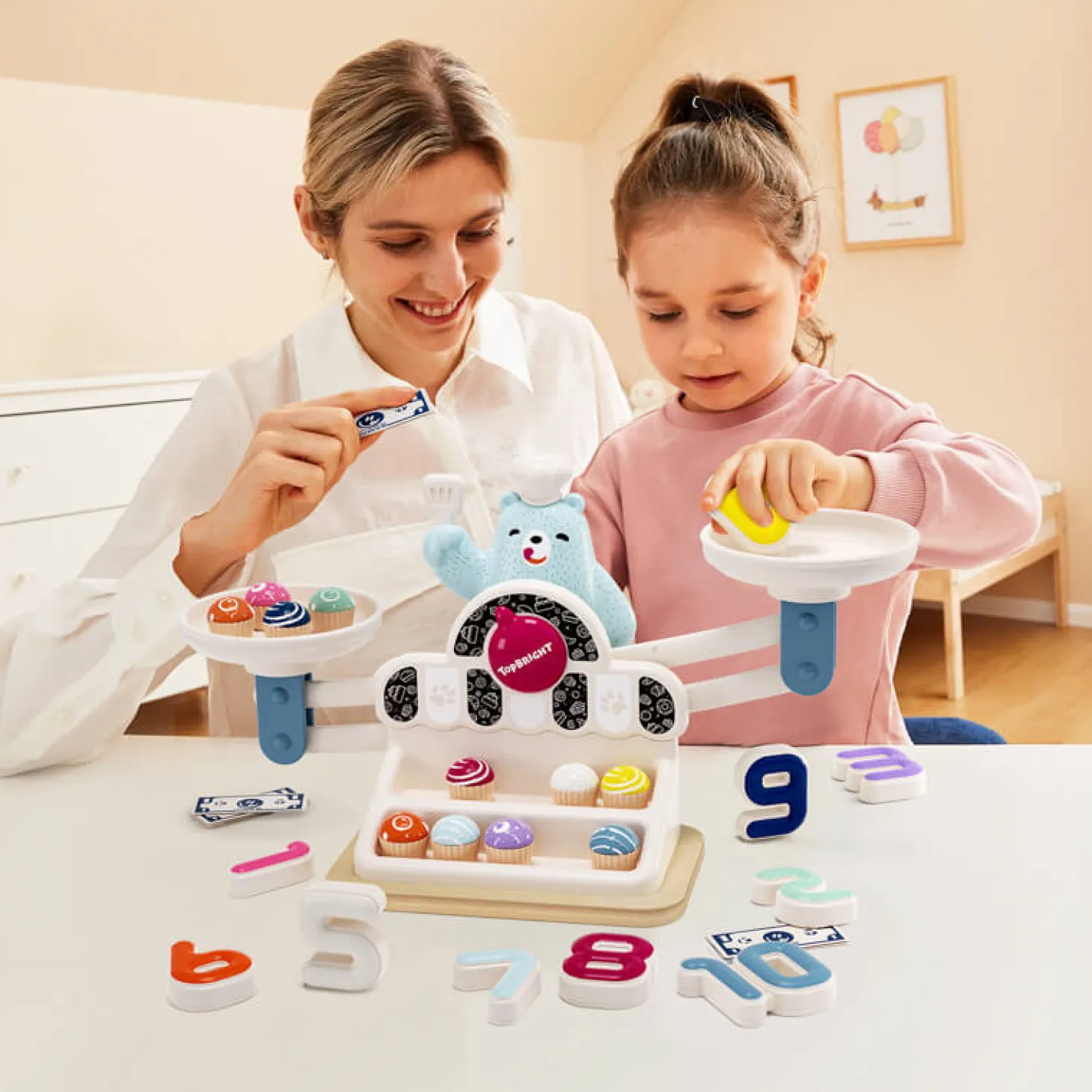 Waga szalkowa Montessori - Głodny Miś, zabawka edukacyjna, 3+