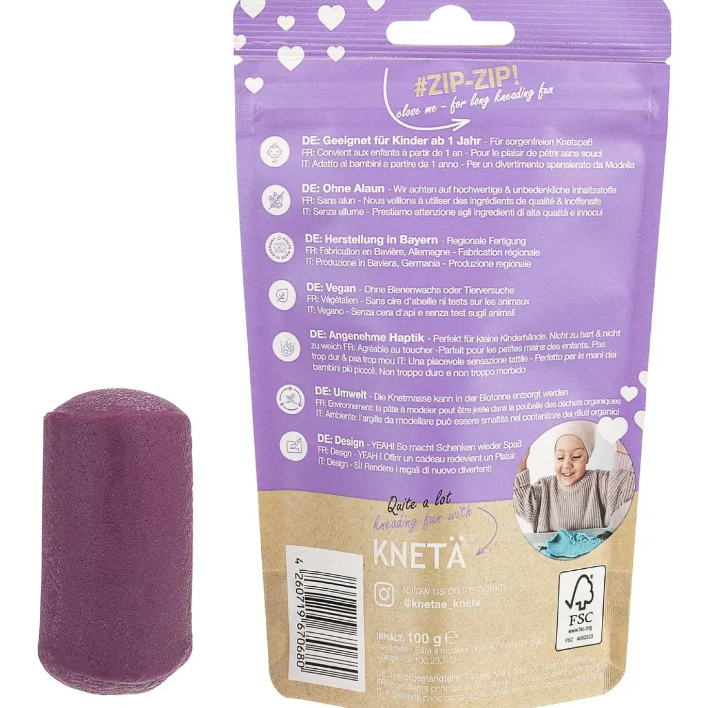 Wegańska masa plastyczna, 100g - liliowa