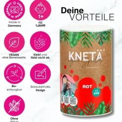 Wegańska masa plastyczna w puszce XXL, 1kg - czerwona