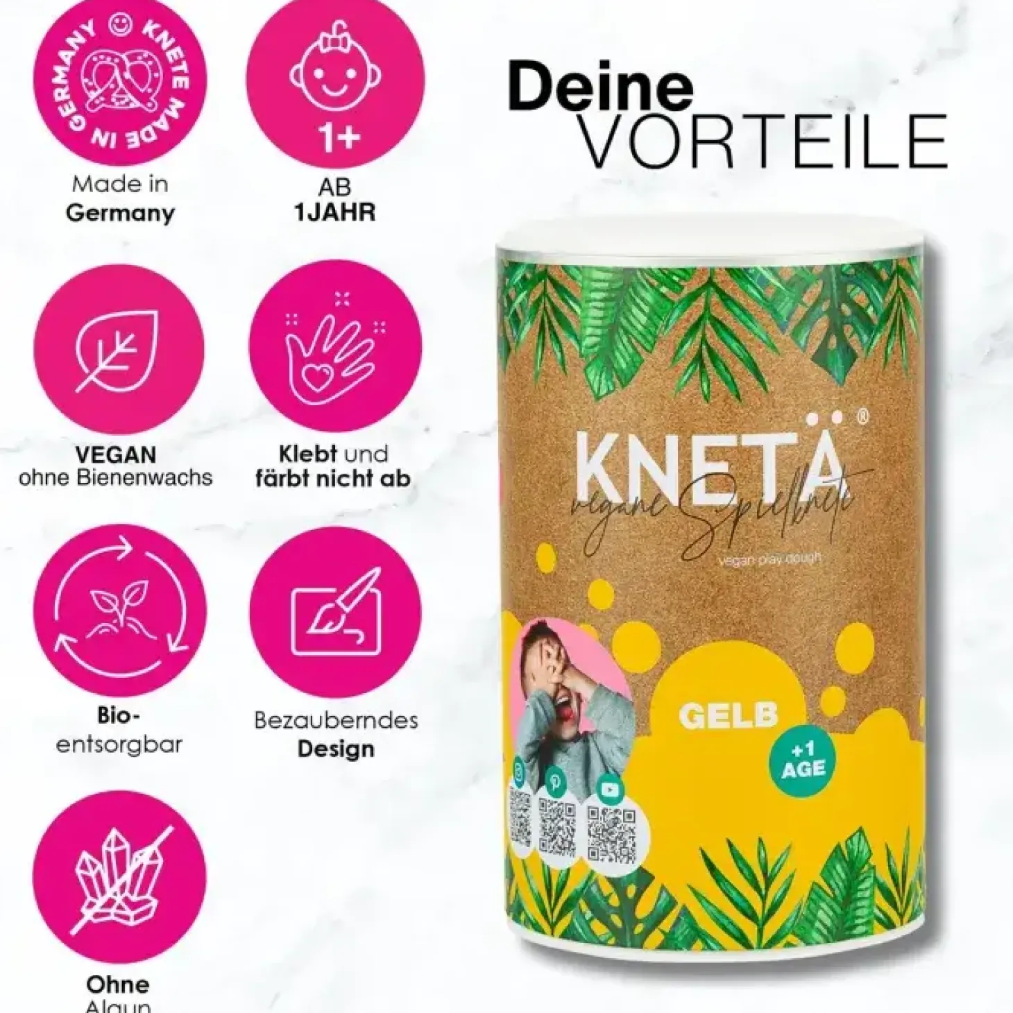Wegańska masa plastyczna w puszce XXL, 1kg - żółta