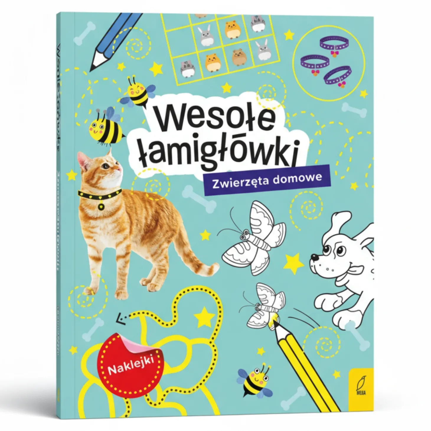 Wesołe łamigłówki. Zwierzęta domowe. Łamigłówki z naklejkami