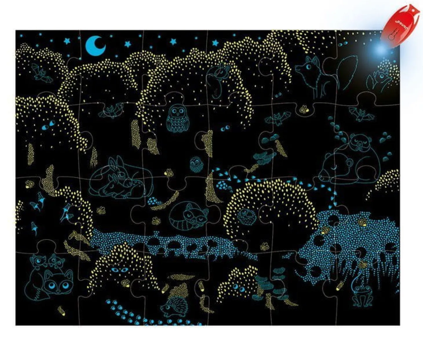 Świecące puzzle z mini-lampką UV Las 24 elementy 3+