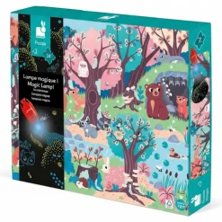 Świecące puzzle z mini-lampką UV Las 24 elementy 3+