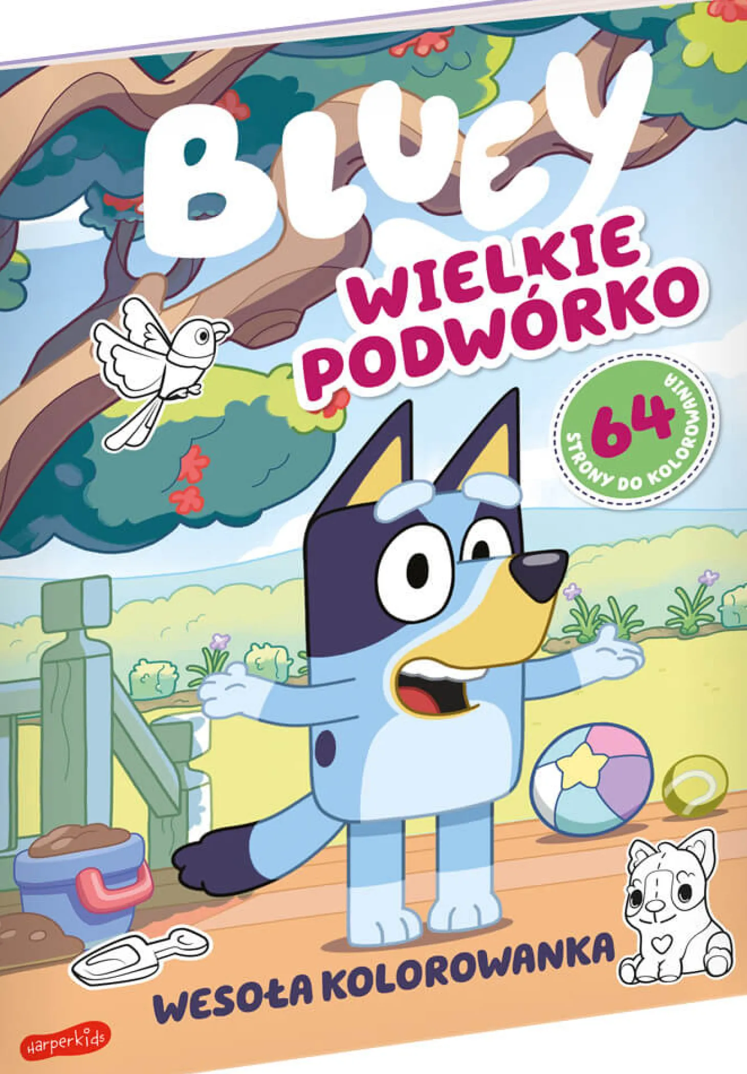 Wielkie podwórko. Bluey. Wesoła kolorowanka