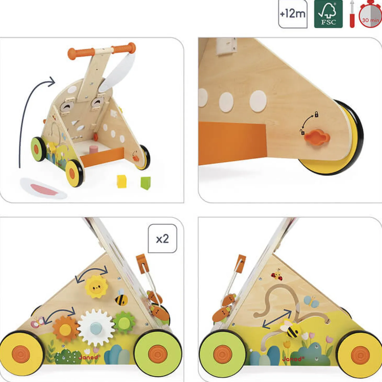 Wielofunkcyjny pchacz edukacyjny Farma 12 m+