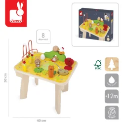 Wielofunkcyjny stolik edukacyjny drewniany Farma 12m+