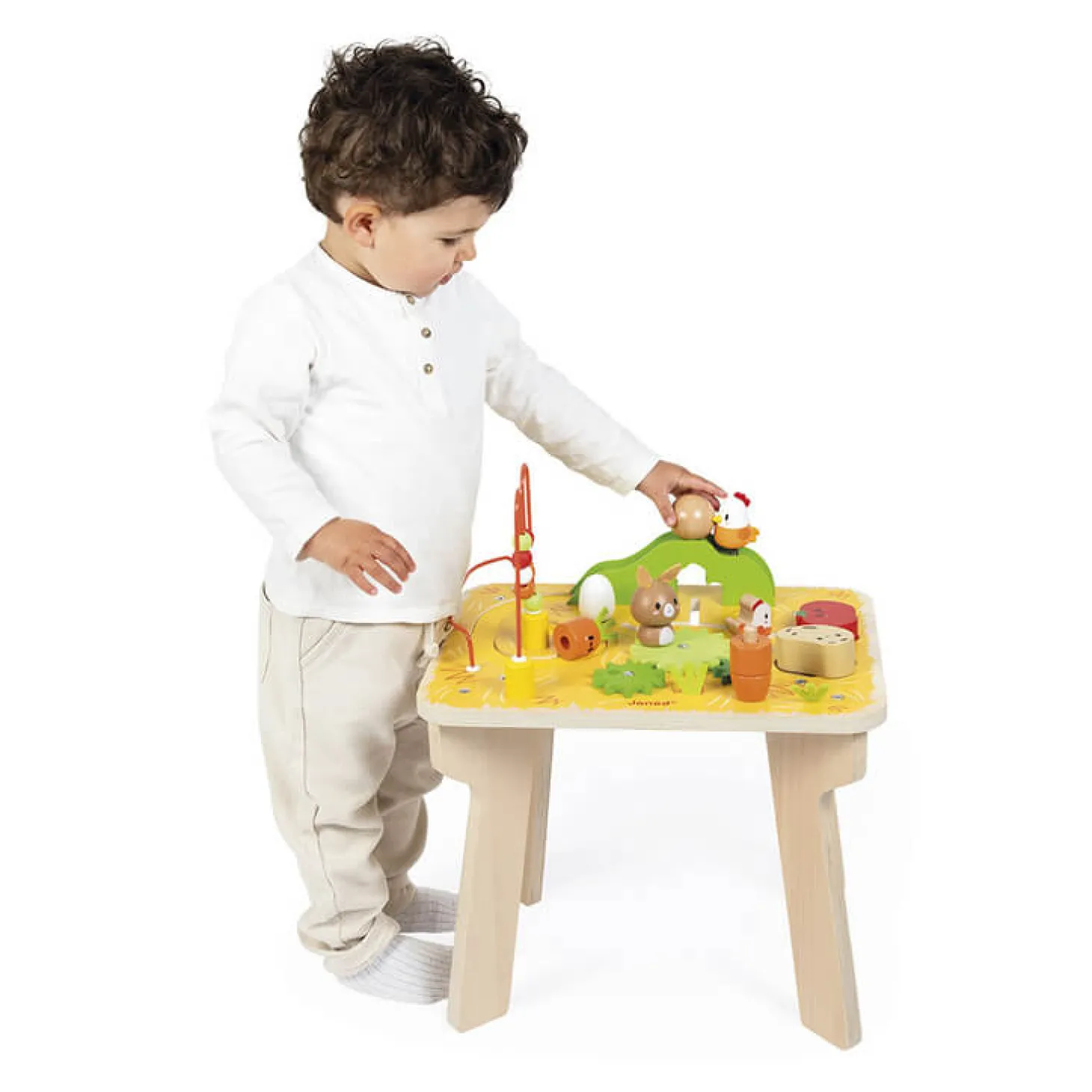 Wielofunkcyjny stolik edukacyjny drewniany Farma 12m+