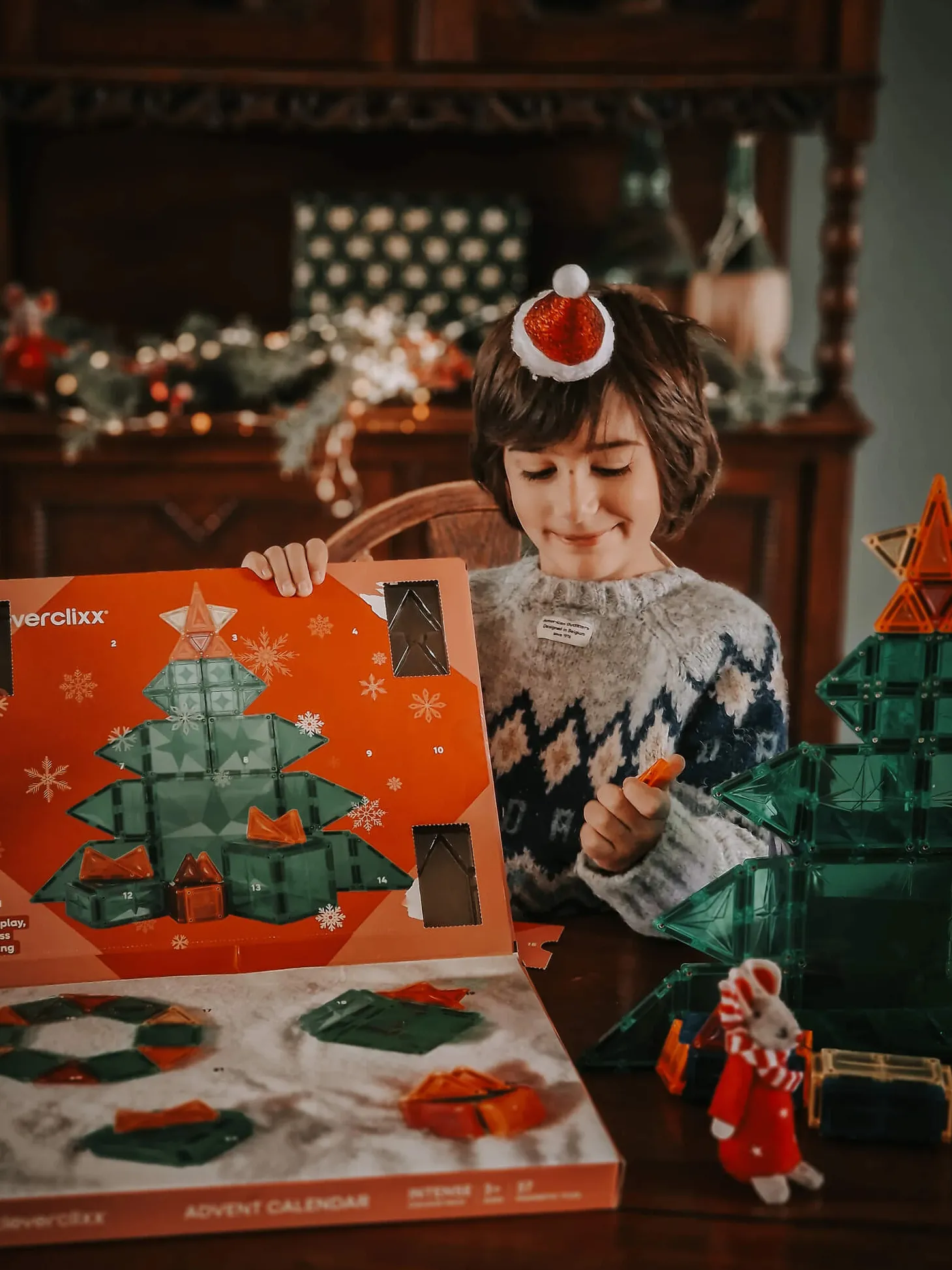 Świąteczne klocki magnetyczne choinka 37 el.