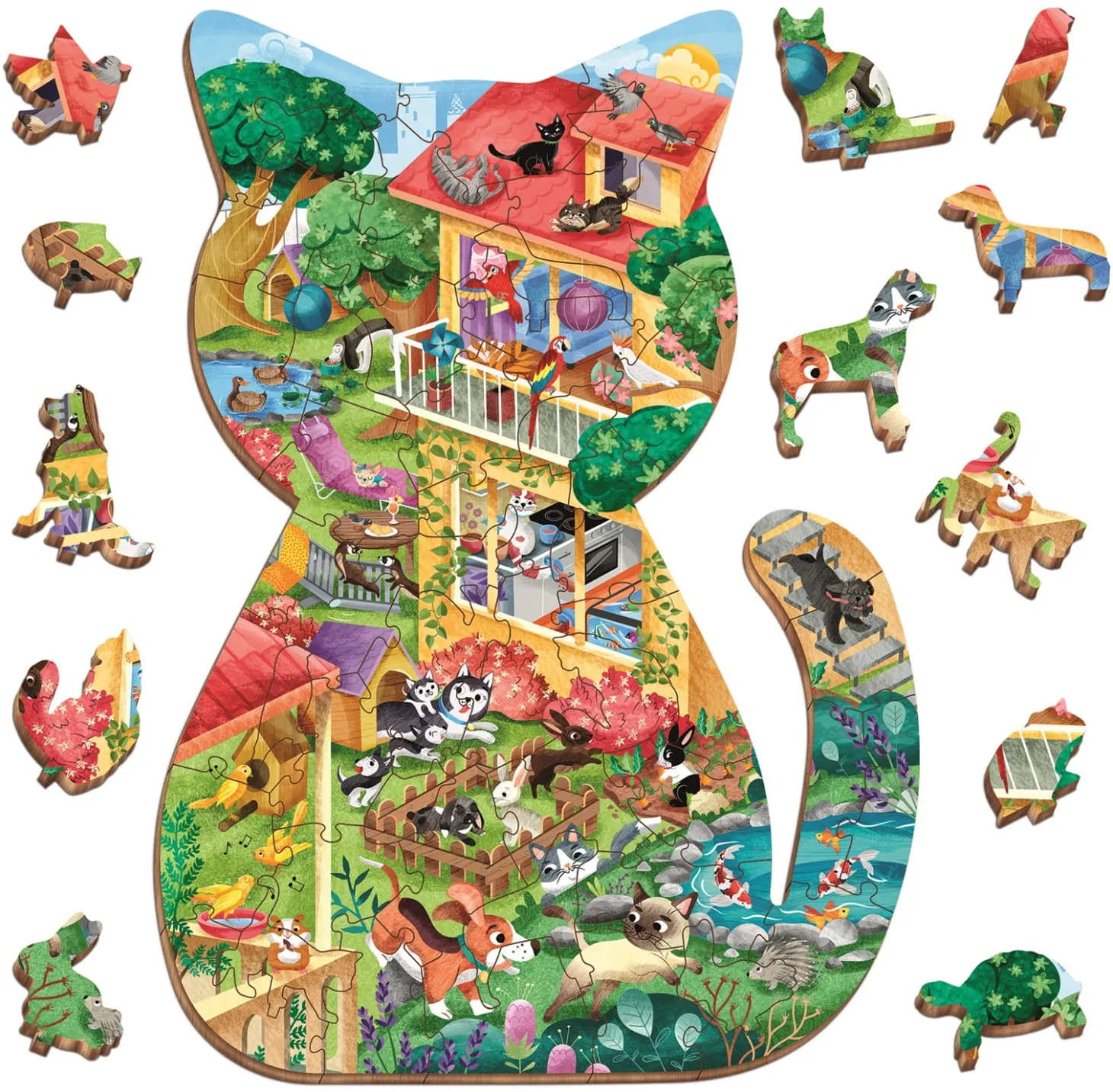 WOODY PUZZLE – drewniane puzzle konturowe – ZWIERZĘTA DOMOWE