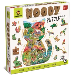 WOODY PUZZLE – drewniane puzzle konturowe – ZWIERZĘTA DOMOWE