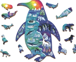 WOODY PUZZLE – drewniane puzzle konturowe – ZWIERZĘTA POLARNE