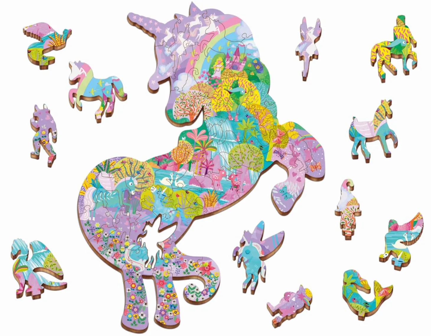 WOODY PUZZLE – drewniane puzzle konturowe – BAŚNIOWE POSTACI